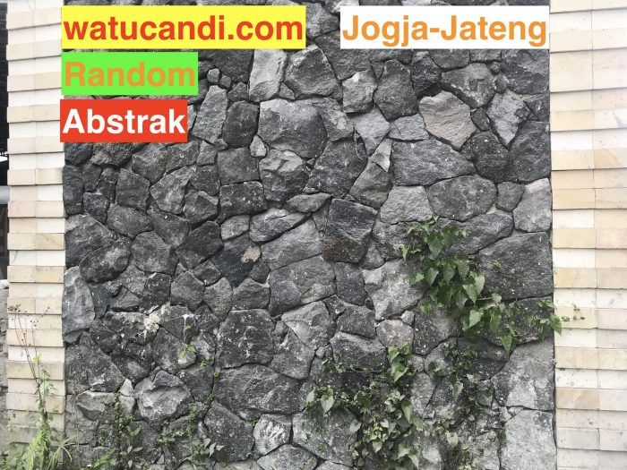 Black Lava Natural StoneTile Tempel Dinding Lantai Batu Abstrak Ukuran Random Acak Hitam Candi