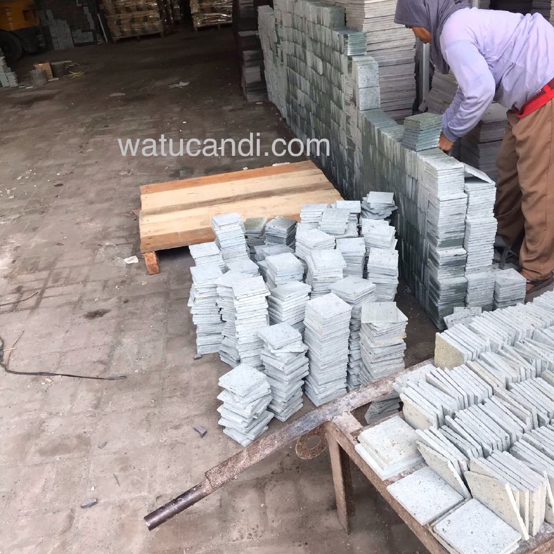 Proses QC Batu Alam Hijau Sukabumi Berkualitas Export green stone tiles watucandi.com