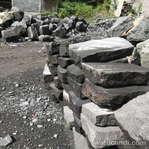 Raw material pedra hitam lisa Natural Stone Tiles Black Lava Volcanic watucandi