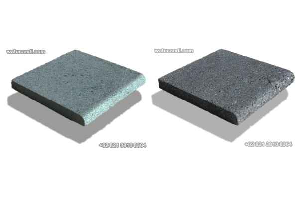 Bull Nose Hidung Banteng Kolam Renang bibir atas top Natural Stone Tiles Pedra Hitam Hijau Black Lava Lahar Vulcanic SandStone watucandi.com