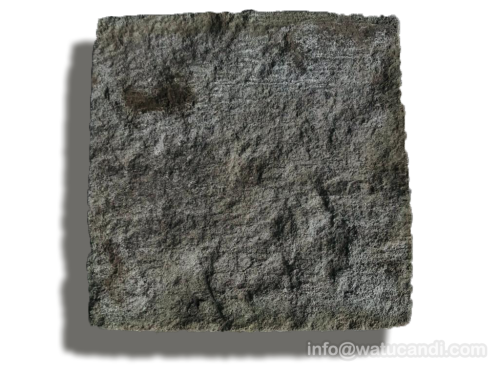 Manual chiseled lava stone floor paving showing natural volcanic texture and dark gray color