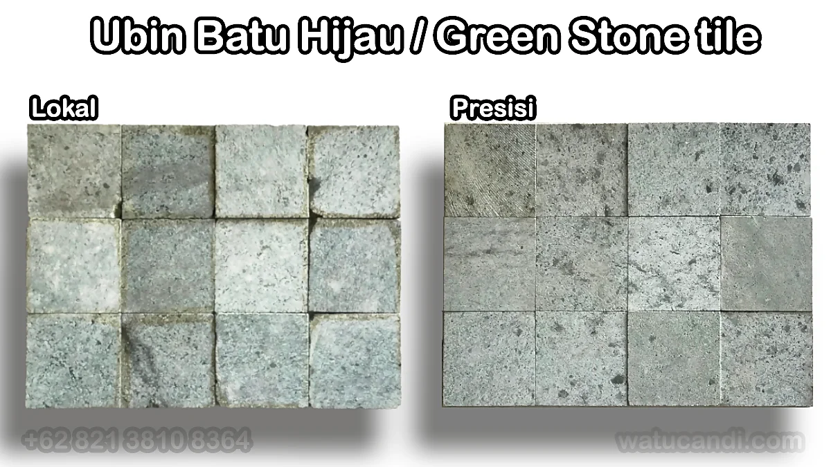 Ubin Batu Hijau Lokal vs Presisi Ubin Batu Hijau Sukabumi Lokal Dan Export Green Stone pedra verde