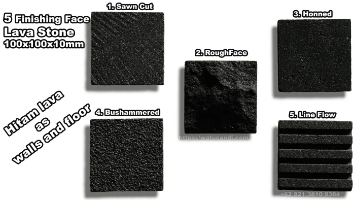 5 Finishing Permukaan Batu Hitam Lava 100x100x10mm