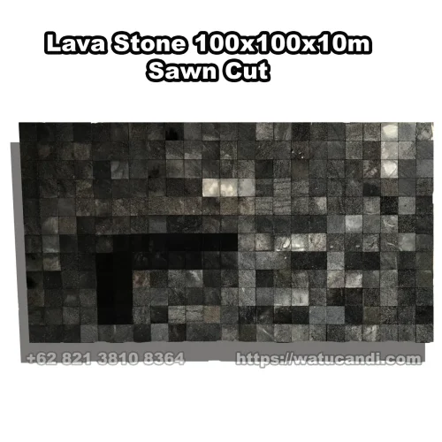 Black Lava Stone 100x100x10mm SawnCut