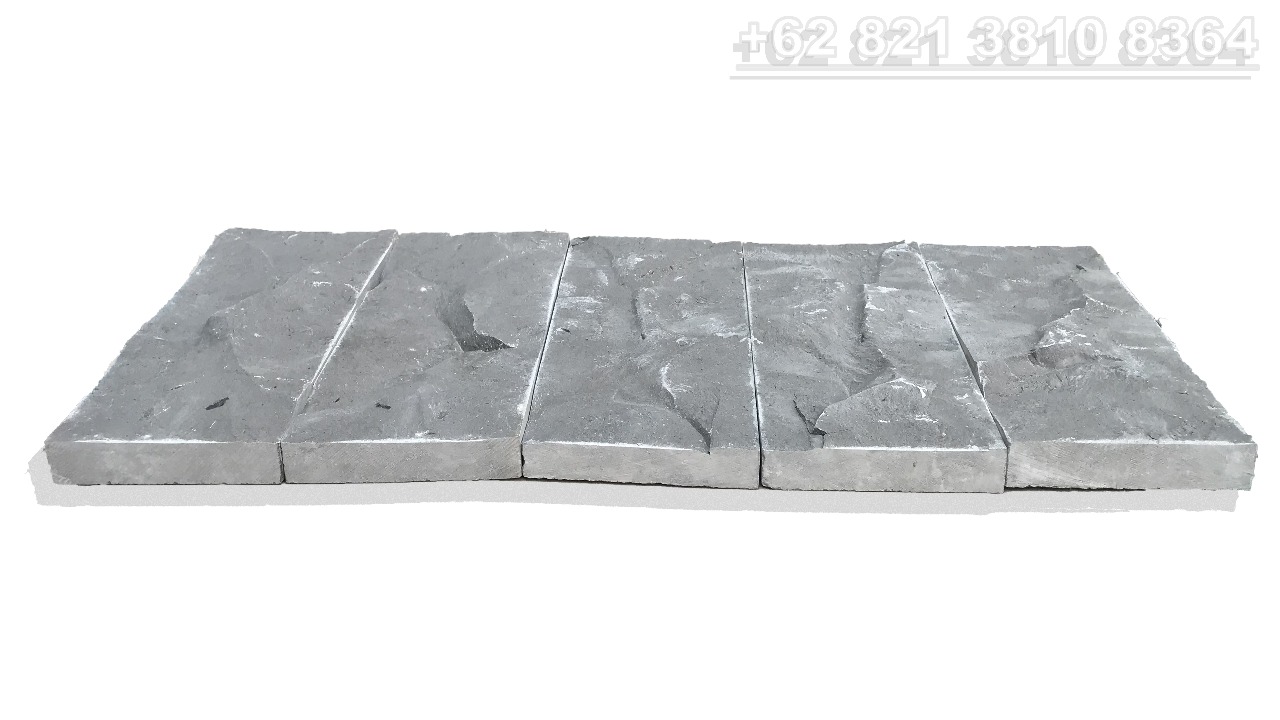 bottom side view of flat rough black stone Solid split stone size 100x200mm