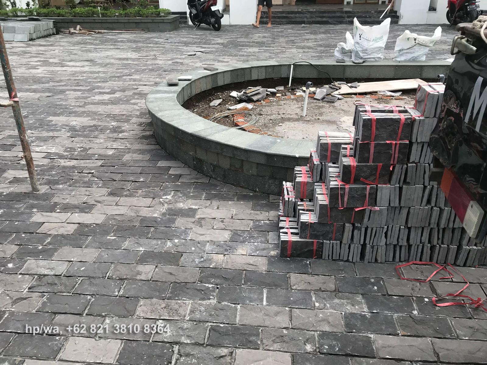 Natural rough flat stone floor surface
