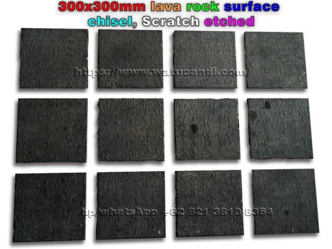 Hand-carved natural lava stone paving with temple relief motifs, Indonesian artisan volcanic stone for outdoor flooring