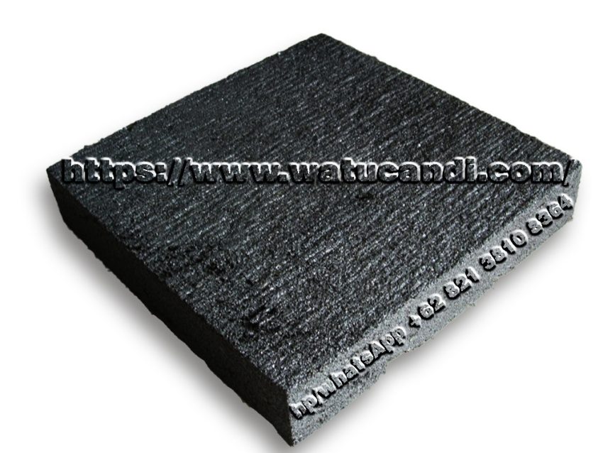 Hand-chiseled natural lava stone floor paving from Indonesia, authentic artisan volcanic stone tiles