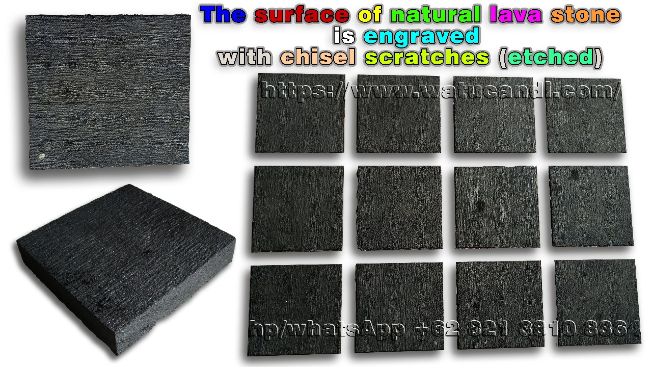 Natural lava stone surface engraved with chisel scratches – etched texture Natural lava stone surface engraved with chisel scratches – etched texture