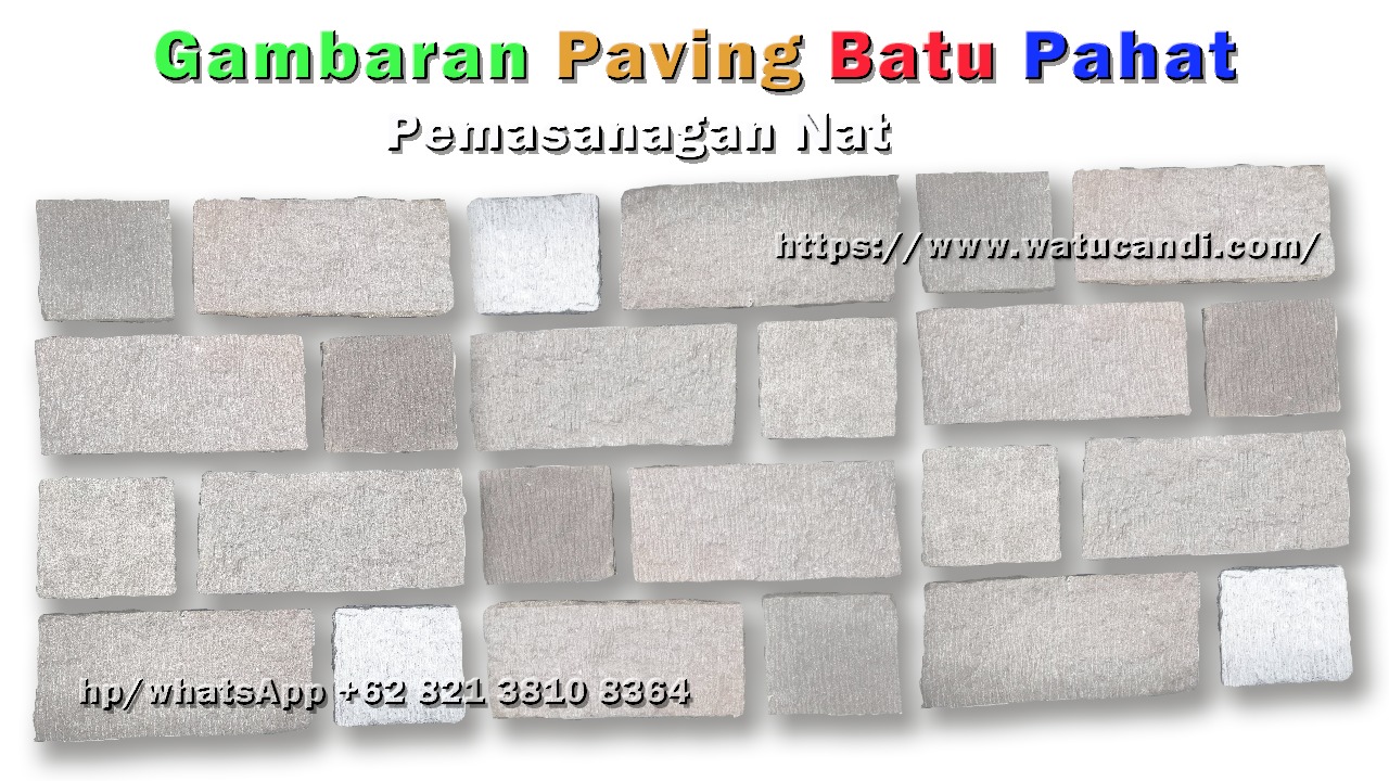 Example concept of hand carved candi stone paving installation with wide joints Example concept of hand carved candi stone paving installation with wide joints