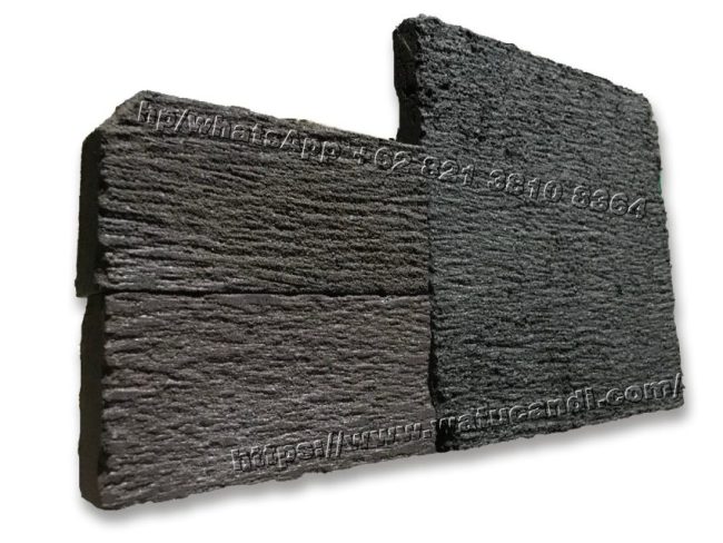 Authentic Merapi volcano lahar stone flooring by Watucandi, featuring a handcrafted machine-chiseled etched surface with unique irregular line texture and natural volcanic color, ideal for residential floors, villas, resorts, and tropical commercial spaces.