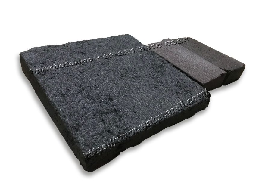 Natural stone surface featuring irregular line texture created by hand-guided machine chisel by Watucandi artisans, showcasing a unique random artistic pattern on each piece, ideal for accent walls, flooring, and exterior paving.