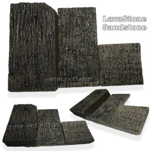 Ubin batu alam lahar untuk dinding dan lantai, tekstur alami kasar, cocok untuk interior dan eksterior.