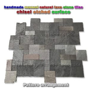 Handmade natural lava stone tile with unique volcanic texture, perfect for rustic and modern interior design