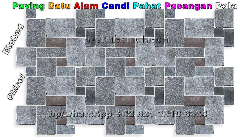 Pola pemasangan batu alam pahat ubin batu lava alami buatan tangan 7
