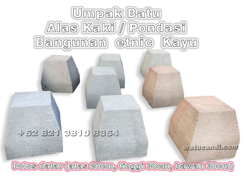 Dekorasi arsitektur bangunan kayu umpak polos datar (LA20T30LB30) Batu Asli