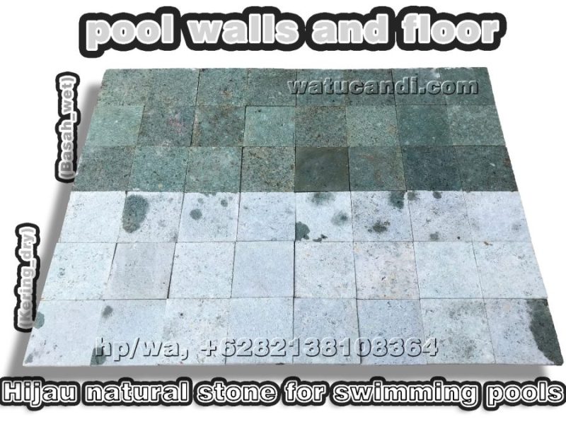 batu asli hijau alami untuk kolam renang