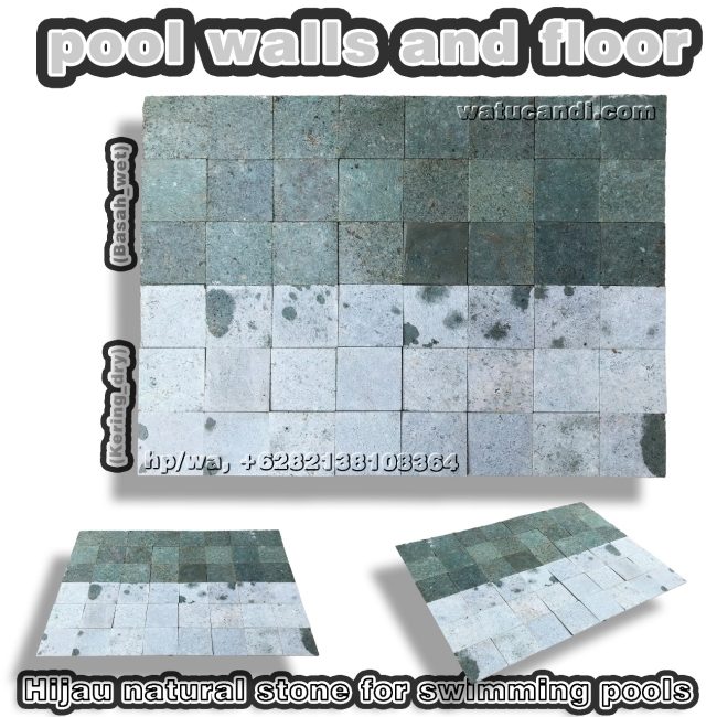 wall and floor natural green stone for swimming pools