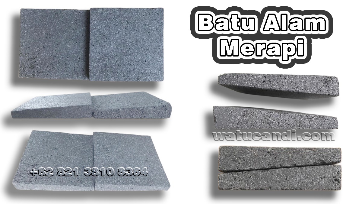 Front view of Merapi stone slab with smooth surface and thickness variation