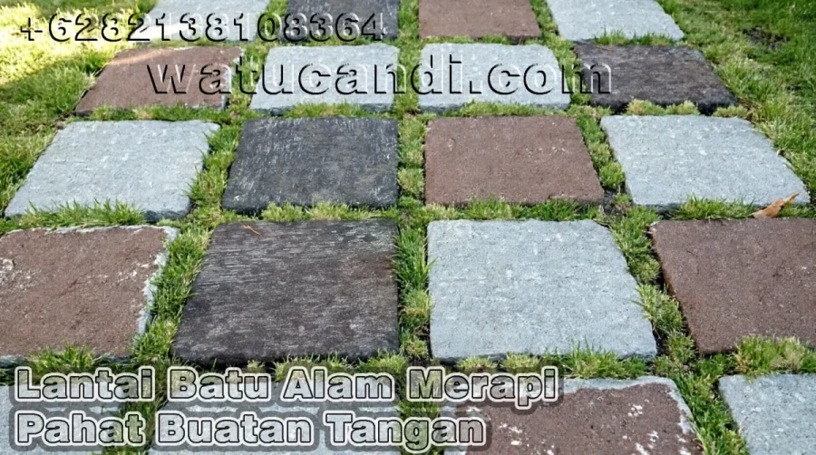 Handcrafted Merapi lava stone pavers for outdoor flooring and gardens