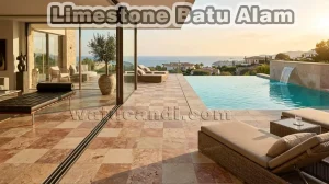 Indonesian natural limestone tiles original for wall and floor applications showing beige cream natural stone