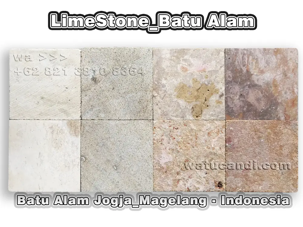 Ubin batu alam Indonesia beige muda batu pasir dan batu kapur untuk pelapis dinding dan lantai menampilkan permukaan bertekstur berwarna krem