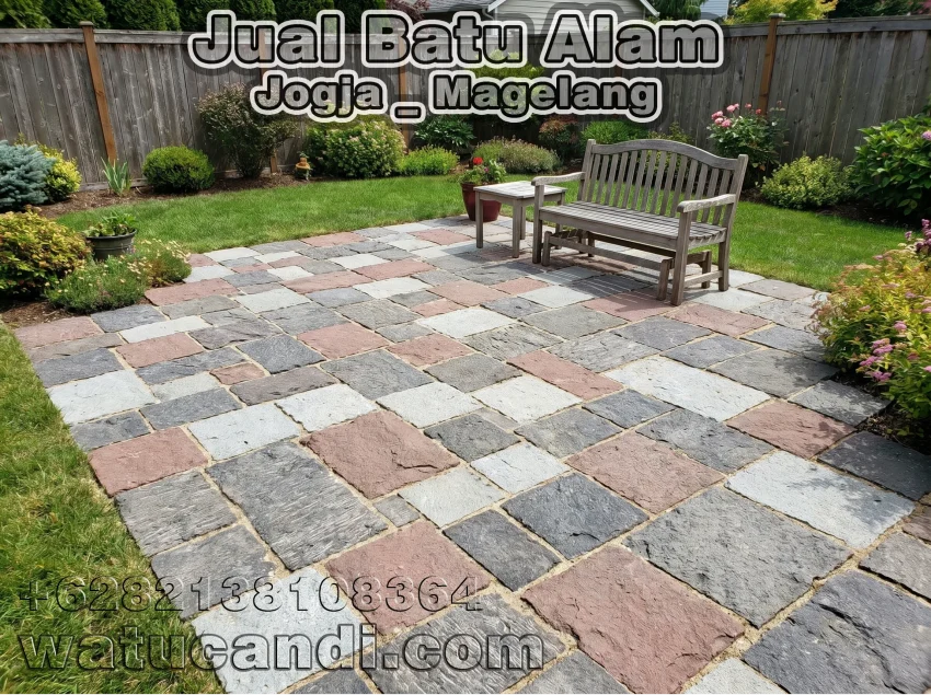 Hand-carved gray Merapi lava stone pavers for garden pathways and outdoor flooring