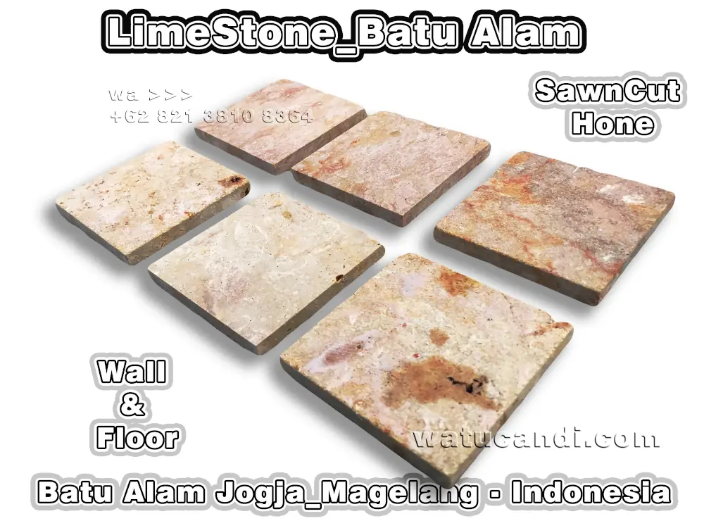 Ubin batu kapur asli untuk dinding dan lantai dari pemasok Indonesia menampilkan nada beige alami