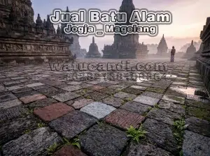 Lantai batu alam candi Merapi pahat tangan untuk taman dan teras