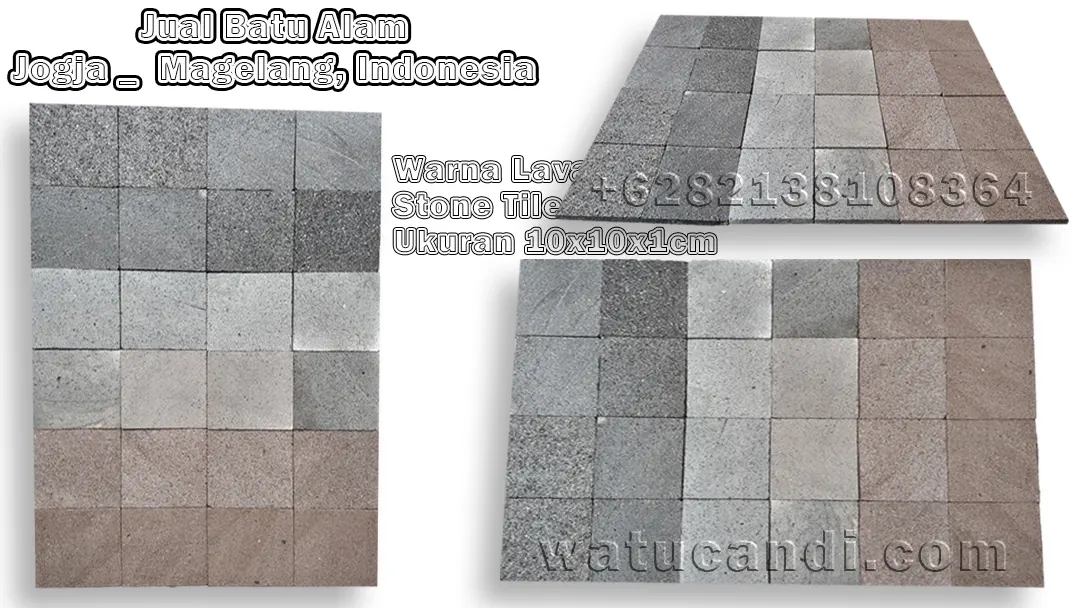 Lava Stone Tile mix color size 10x10x1cm for floor and wall of modern residential Jogja Magelang