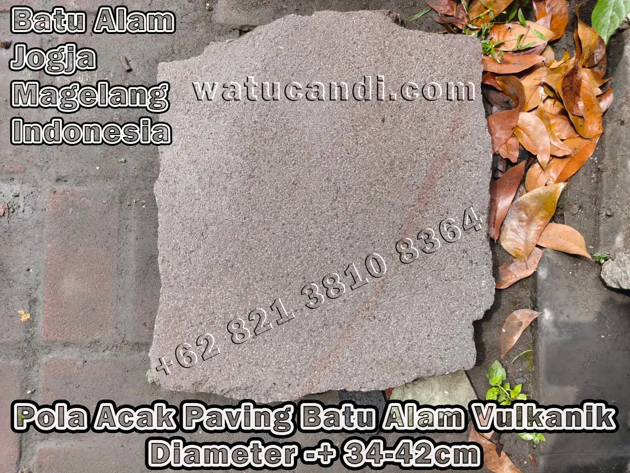 Genuine volcanic stone pavers with random pattern and face hammered finish for sale – Magelang and Borobudur natural stone with 4 cm thickness and anti-slip texture, perfect for stone flooring terraces and modern minimalist gardens in Yogyakarta and Prambanan