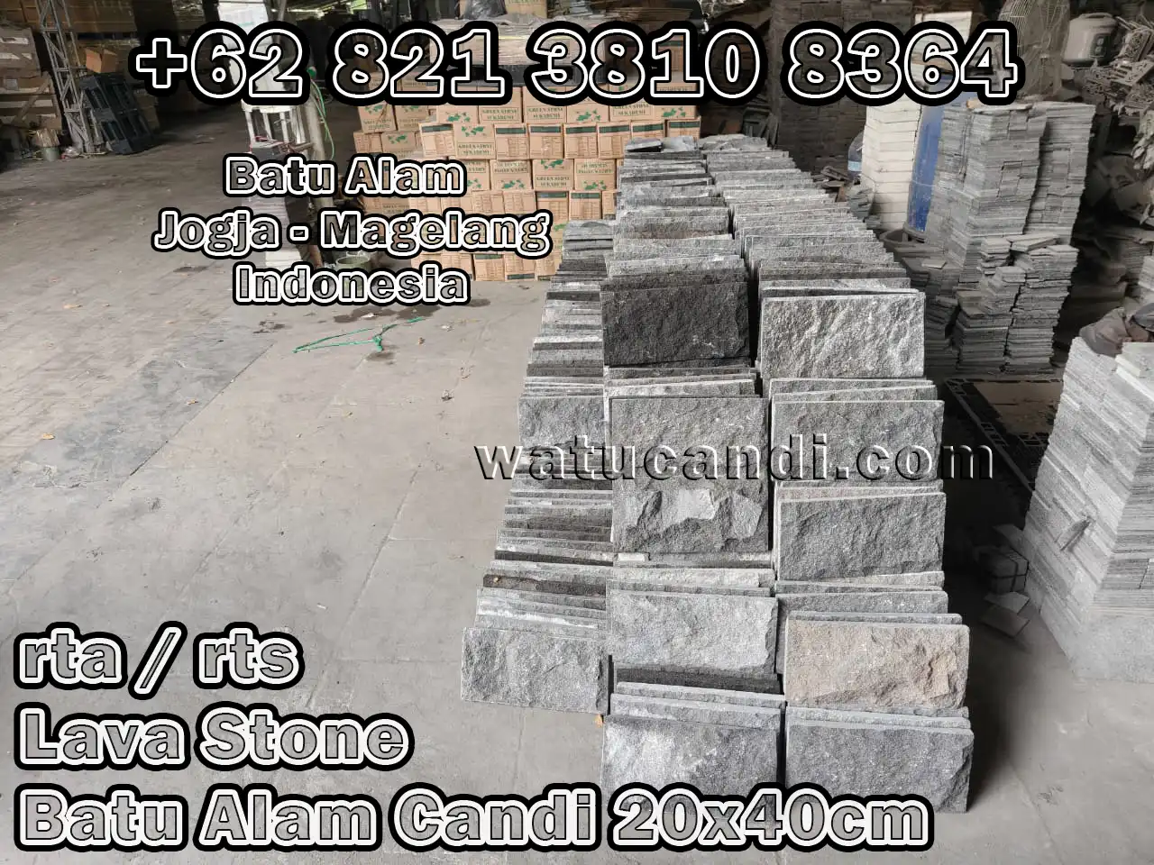Wall with rough textured volcanic natural stone from Merapi