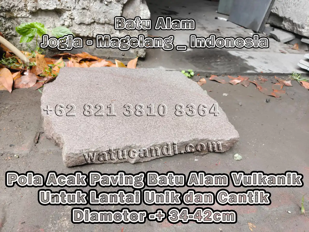 Unique and beautiful natural volcanic stone floor paving with random pattern and bush hammered finish 4 cm thick – luxury exterior natural stone from Magelang and Borobudur radiating volcanic elegance and eternal durability for homes in Yogyakarta and Prambanan