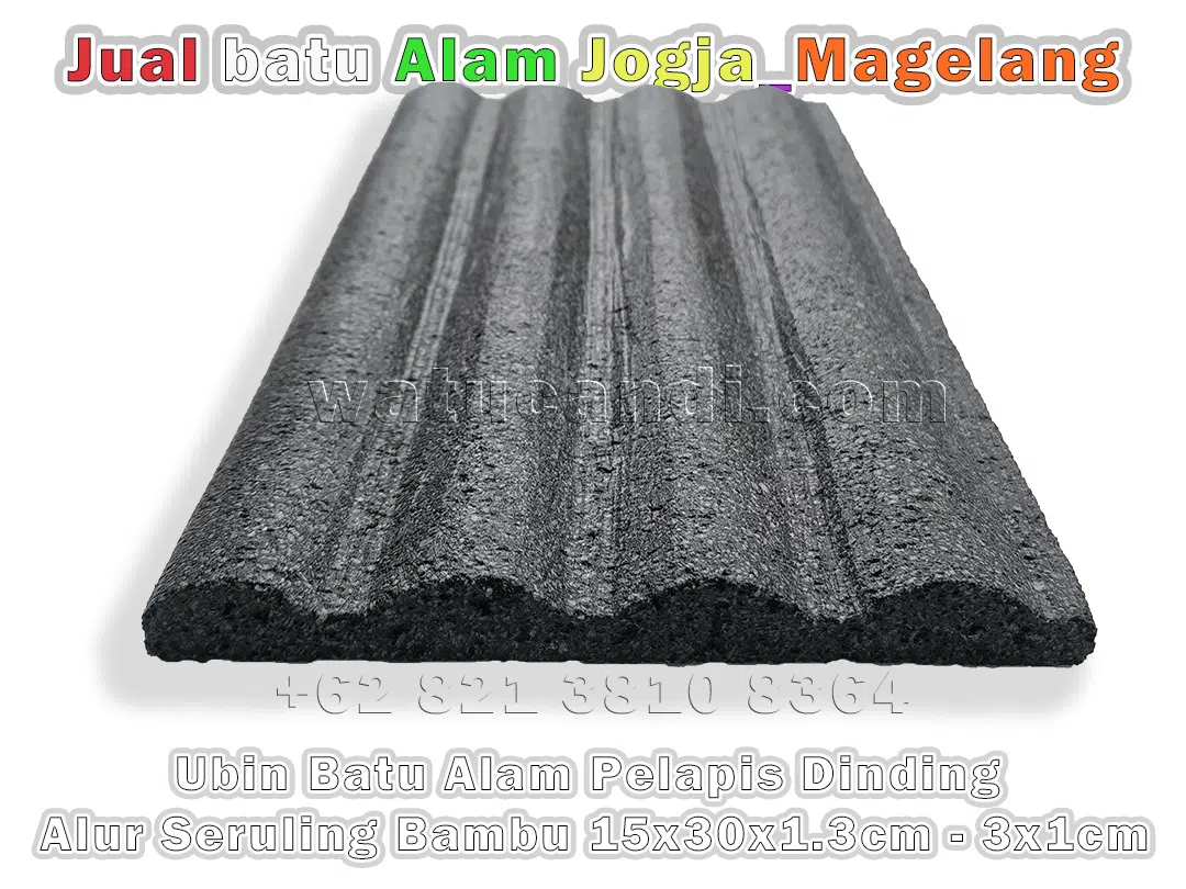 Low angle detail of 3D natural stone tiles with bamboo flute groove pattern for wall application