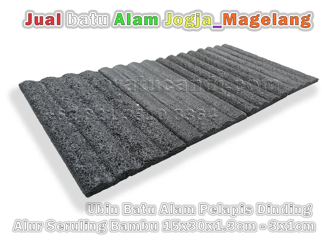 Bottom left side view of 3D natural stone with bamboo flute groove pattern for architectural walls